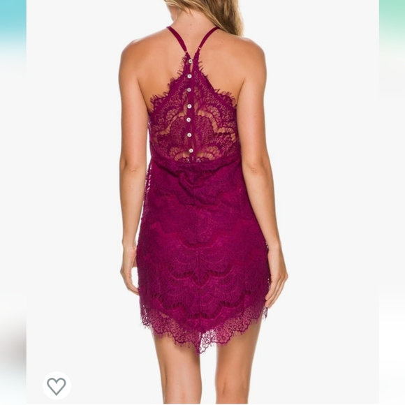 EUC Like New Free People she's got it burgundy sleeveless lace slip dress size S - Picture 2 of 7